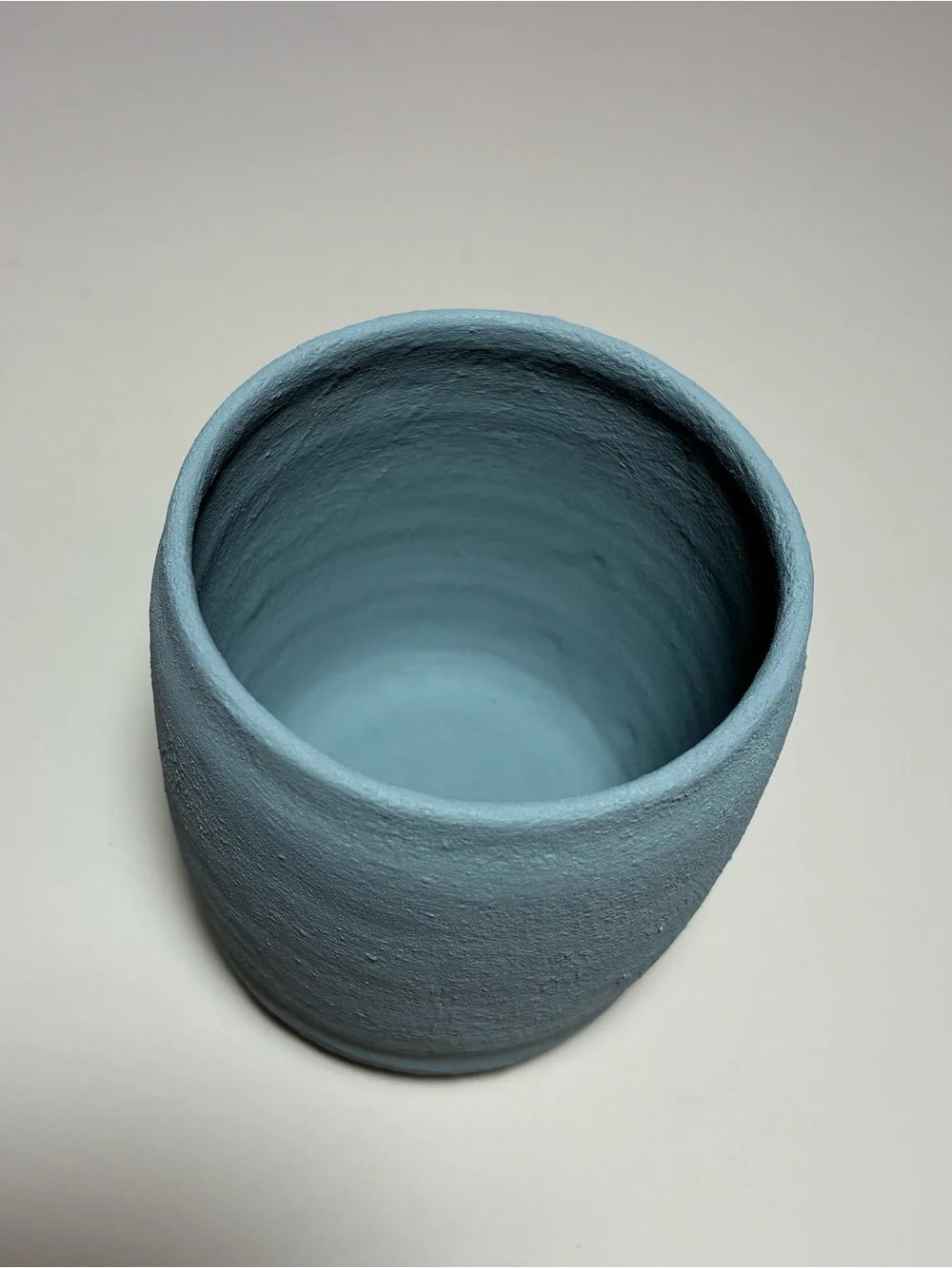 Handmade Repurposed Blue Ceramic Container Acrylic Painted Modern Decor Vase Pot